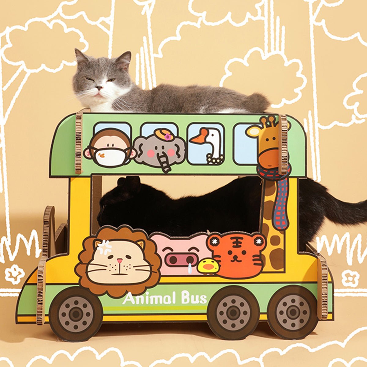 Animal Bus Green Cat Scratching Board-3